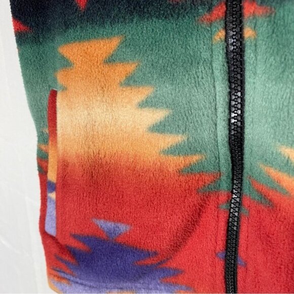 Chaps Red Orange Green Purple Southwestern Print Fleece Full Zip Vest S - Picture 7 of 11